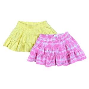 Old Navy Toddler Pull On Skirt with Shorts Skort 2 pair, Yellow, Pink Tie Dye 3T